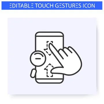 Zoom out vertical hand gesture line icon. Editable Stock Illustration