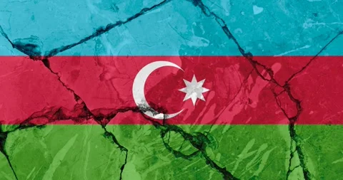 A zoom out video of an old grunge cracked wall with the azerbaijan flag Stock Footage 337426855