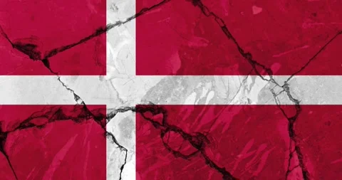 A zoom out video of an old grunge cracked wall with the denmark flag Stock Footage 337428029
