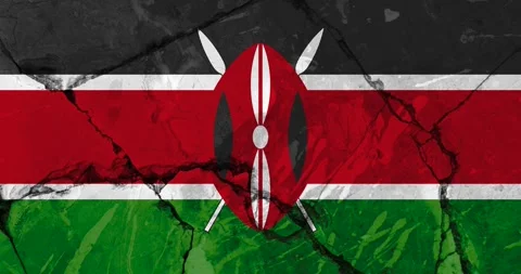 A zoom out video of an old grunge cracked wall with the kenya flag Video stock 337429348