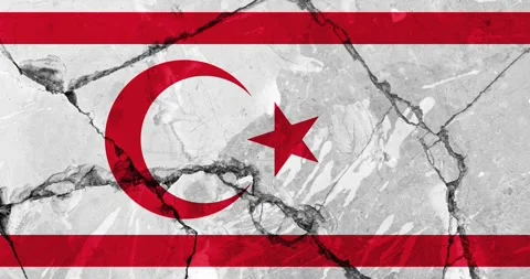 A zoom out video of an old grunge cracked wall with the northern cyprus flag Vídeos de archivo 337429882