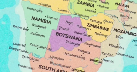 Zoom out view of botswana on a modern political world map Stock-Footage 346847873