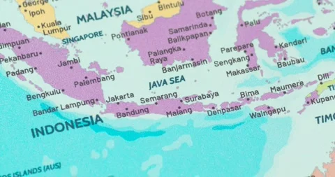 Zoom out view of the java sea region on a modern political world map 库存影片 346848073