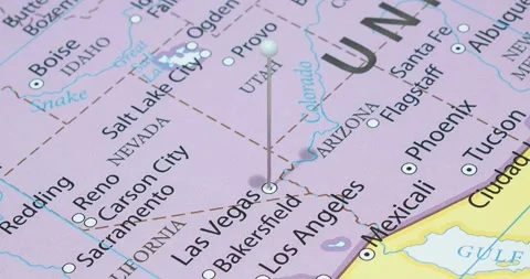 A zoom out of a white pin into Las Vegas city of The United States of America Video stock 323773767