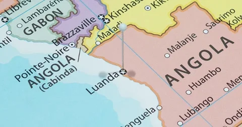 A zoom out of a white pin into luanda city of angola political map Video stock 324821970