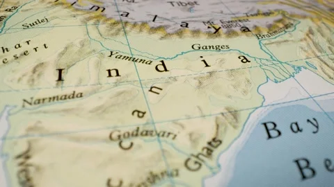 Zoom in over india on a world map Stock Footage 339487208