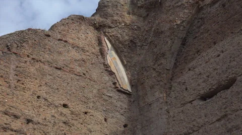 Zoom to painted stucco fragment on Baths of Caracalla 4k Stock Footage 43545835