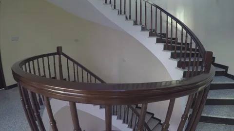 Zoom in pan display of a dark brown staircase 2 Stock Footage 97274570