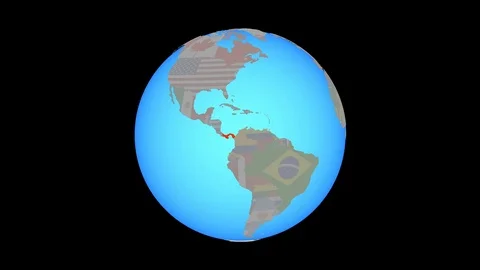 Zoom to Panama with flag on map Stock Footage 99817597