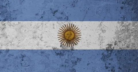 A zoom panning video of a worn out rusty wall with the argentina flag Stock Footage 337426919