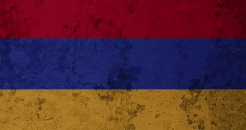 A zoom panning video of a worn out rusty wall with the armenia flag Stock Footage 337426947