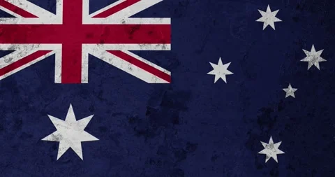 A zoom panning video of a worn out rusty wall with the australia flag Stock Footage 337426981