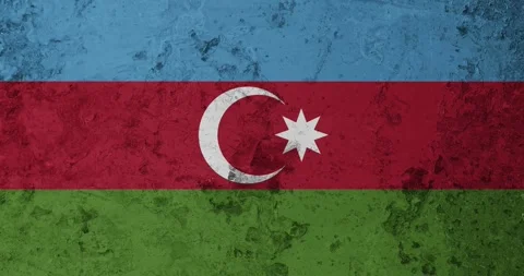 A zoom panning video of a worn out rusty wall with the azerbaijan flag Stock Footage 337427156