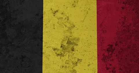 A zoom panning video of a worn out rusty wall with the belgium flag Stock Footage 337427192