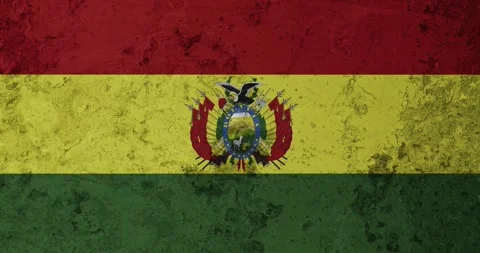 A zoom panning video of a worn out rusty wall with the bolivia flag Video stock 337427242