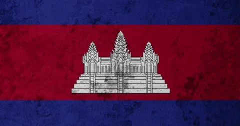 A zoom panning video of a worn out rusty wall with the cambodia flag Stock Footage 337427826