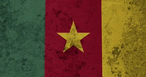 A zoom panning video of a worn out rusty wall with the cameroon flag Stock Footage 337427832