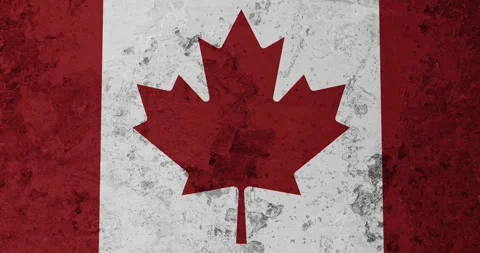 A zoom panning video of a worn out rusty wall with the canada flag Stock Footage 337427834
