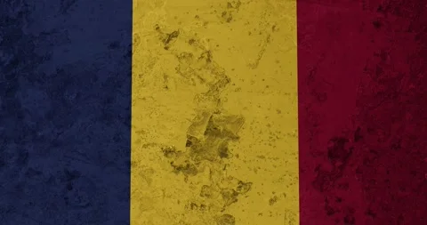 A zoom panning video of a worn out rusty wall with the chad flag Stock Footage 337427850