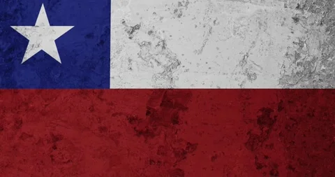 A zoom panning video of a worn out rusty wall with the chile flag Stock Footage 337427865