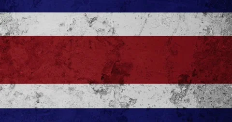 A zoom panning video of a worn out rusty wall with the costa rica flag Stock Footage 337428123