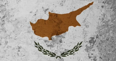A zoom panning video of a worn out rusty wall with the cyprus flag Video stock 337428162
