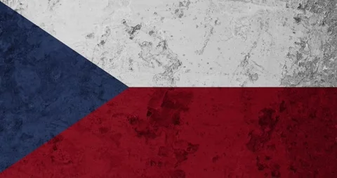 A zoom panning video of a worn out rusty wall with the czech republic flag Video stock 337428163