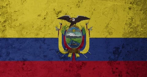 A zoom panning video of a worn out rusty wall with the ecuador flag Video stock 337428295