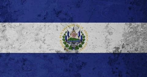 A zoom panning video of a worn out rusty wall with the el salvador flag Vídeos de archivo 337428305