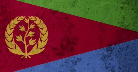 A zoom panning video of a worn out rusty wall with the eritrea flag Video stock 337428320