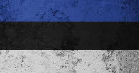 A zoom panning video of a worn out rusty wall with the estonia flag Video stock 337428327