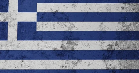 A zoom panning video of a worn out rusty wall with the greece flag Video stock 337428775
