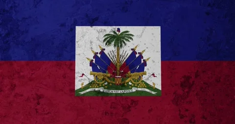 A zoom panning video of a worn out rusty wall with the haiti flag 스톡 동영상 337428791