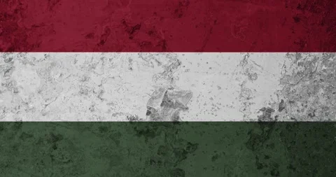 A zoom panning video of a worn out rusty wall with the hungary flag Video stock 337429003