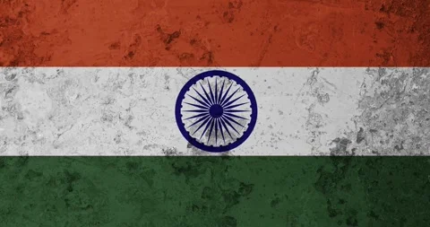 A zoom panning video of a worn out rusty wall with the india flag Video stock 337429022