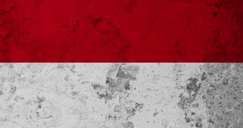 A zoom panning video of a worn out rusty wall with the indonesia flag Video stock 337429033