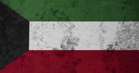 A zoom panning video of a worn out rusty wall with the kuwait flag Video stock 337429371