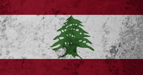 A zoom panning video of a worn out rusty wall with the lebanon flag Video stock 337429608