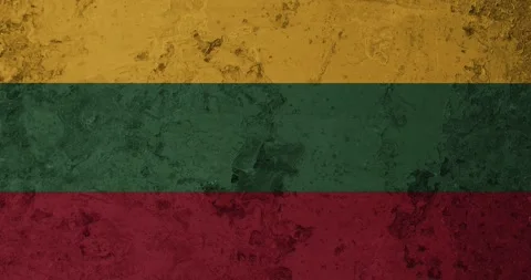 A zoom panning video of a worn out rusty wall with the lithuania flag Video stock 337429651