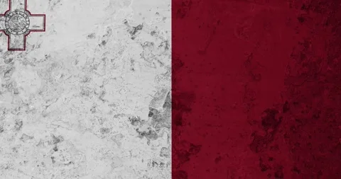 A zoom panning video of a worn out rusty wall with the malta flag Video stock 337429749