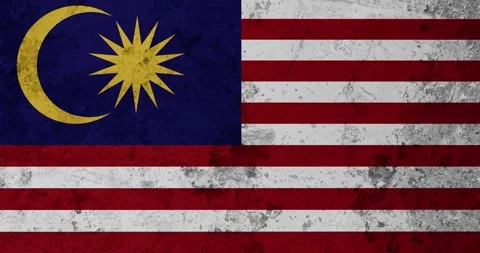 A zoom panning video of a worn out rusty wall with the malaysia flag Video stock 337429751