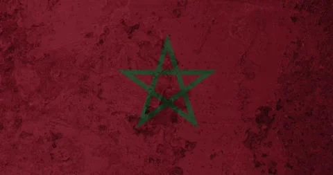 A zoom panning video of a worn out rusty wall with the morocco flag Stockbeeldmateriaal 337429829