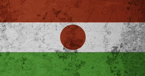 A zoom panning video of a worn out rusty wall with the niger flag Video stock 337429967