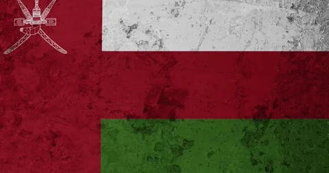 A zoom panning video of a worn out rusty wall with the oman flag Video stock 337431134