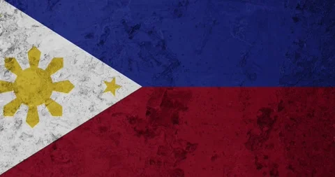 A zoom panning video of a worn out rusty wall with the philippines flag Video stock 337431200