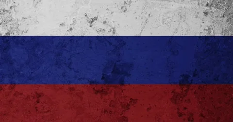 A zoom panning video of a worn out rusty wall with the russia flag Stockbeeldmateriaal 337431280