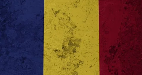 A zoom panning video of a worn out rusty wall with the romania flag Video stock 337431281