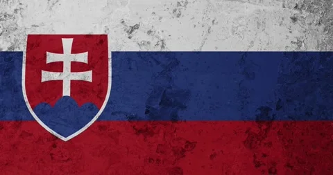 A zoom panning video of a worn out rusty wall with the slovakia flag Video stock 337431369