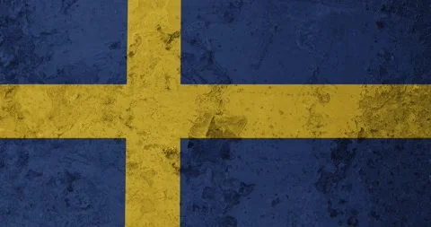 A zoom panning video of a worn out rusty wall with the sweden flag Video stock 337432263