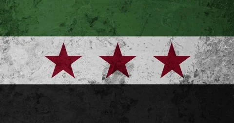 A zoom panning video of a worn out rusty wall with the syria flag 스톡 동영상 337432274